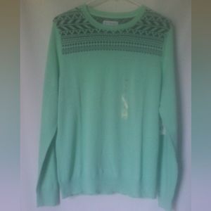 Kim Rogers Women P-Cable Sweater Size L Color Aqua/Black